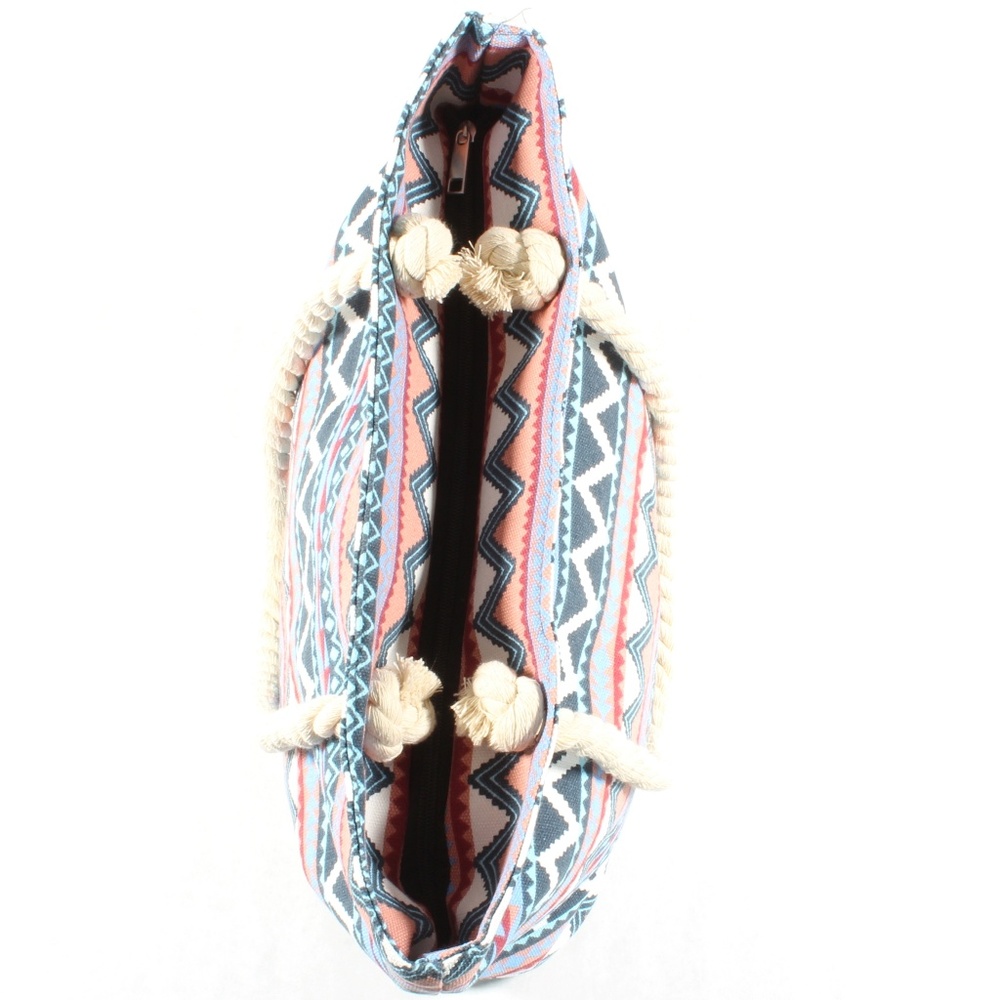 Womens Tote Canvas Printed Rope Handle Bag NEW - Picture 3 of 7